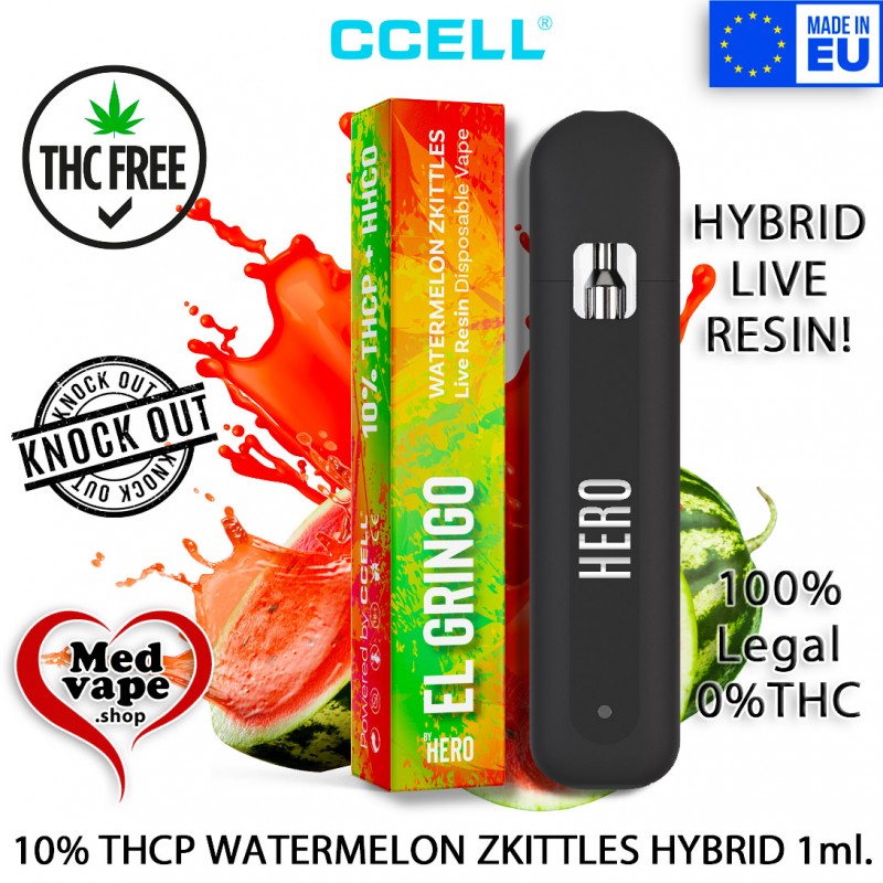 THCP VAPE 10% WATERMELON ZKITTLES HYBRID LIVE RESIN - EL GRINGO THC WEED